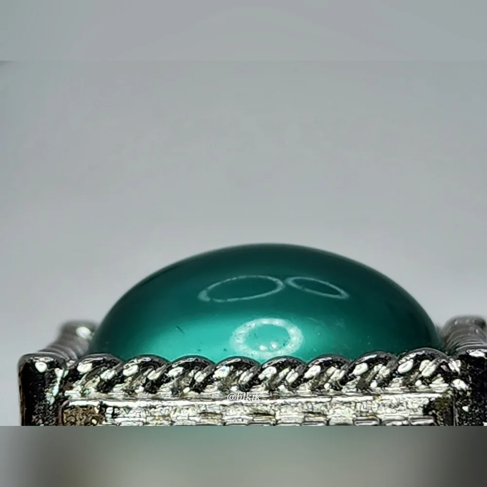 Vintage SWANK Cufflinks *Teal/Silver* EUC